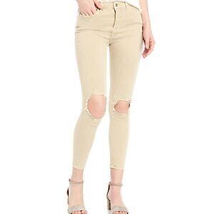 Free People Busted knee high waisted tan jeans